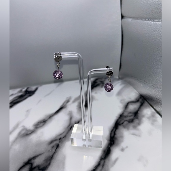 Chic Silver and Lavender Drop Earrings - Picture 2 of 3